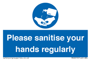 Please sanitise your hands regularly